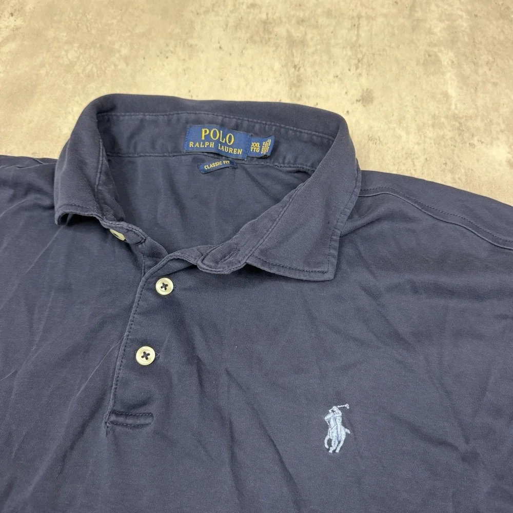 Polo Ralph Lauren Pima Soft Touch Polo Shirt Navy Blue Men's Size XXL Pony USA